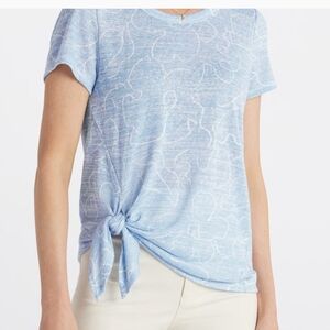 Bobeau Light Blue Abstract Short Sleeve Top